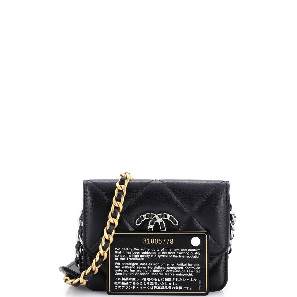 Chanel 19 Card Holder On Chain Quilted #258209C19B - Picture 2 of 7